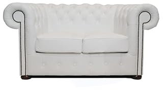 Chesterfield Sofa Class - The Chesterfield Brand | 2 Sitzer Sofa | 100% Leder, handgefertigt, Original Chesterfield | Breite 150 cm | Weiß