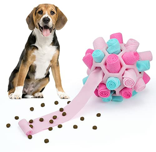 Larimuer Schnüffelball für Hunde, Schnüffelteppich Schnüffelspielzeug Interaktive Hundespielzeug tragbarer Haustier Snuffle Ball Toy für Kleine Mittelgroße Hunde Haustier (Sommer Rosa)