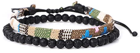 Bracelet surfeur set hommes et femmes - boho hippie - accessoires de plage et de festival - fabriqués à la main - 100% coton écologique, imperméable et ajustable