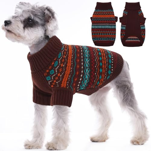 Kuoser Hundepullover Kleine Hunde, Böhmen Hundepullover Mittelgroße Hunde Weich & Warm Hunde Pullover mit Beinen Schick Hundepulli Rollkragen für Chihuahua Französische Bulldogge Katzen