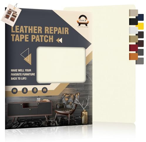 OAZ Leder Reparatur Patch, 21x28cm 2 Stück Lederflicken Selbstklebend Leder Reparatur Patch, für Möbel, Sofas, Autositze, Handtaschen, Jacken, Leder Renovierung, Elfenbeinweiß
