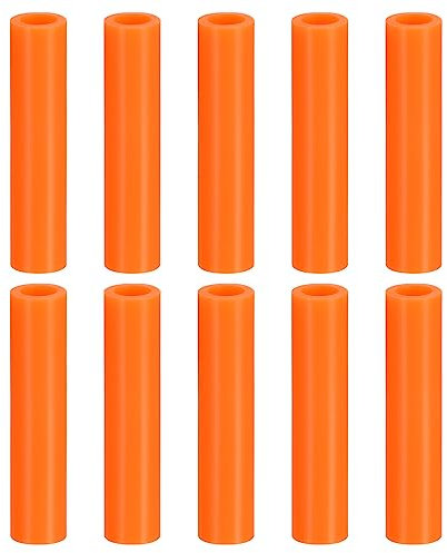 sourcing map 10pcs Silicone Paille Conseils, Métal Paille Couvertures, Doux Réutilisable Pailles Conseils pour 6mm/0.24 OD Inox Acier Pailles, Orange