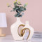 oliruim Keramikvase, cremefarben und goldfarben, 2er-Set, minimalistisch, rund, mit Löchern, böhmisches Dekor, ästhetische Vase für Wohnzimmer, Esstisch, Eingang, Couchtisch, Mittelstück, Dekor (Beige