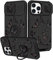 Pegmode (2in1 for iPhone 12 Case/iPhone 12 Pro Case for Women Black Butterfly Girly Girls Phone Cases Cute Butterflies Design with Camera Cover+Ring Holder Pretty for Apple 12/12 Pro Cover 6.1''