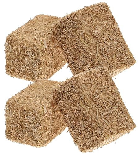 Baluue 4 Stück Mini-Heuballen Mini-Strohheu Miniaturfigur Künstliches Heu Für Mini- Dekoration Garten Schnee Dorf Zubehör Diy Herbsternte Basteln