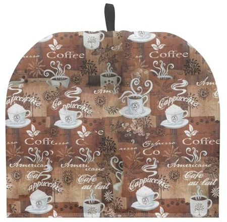 HUGS IDEA Coffee Latte Print Tea Cozy Tea Cosy for Teapots Home and Kitchen Decorative Teapot Dust Cover Kettle Cover Accessories