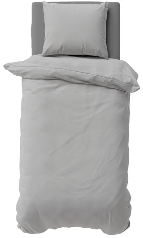 Visaggio Bettwäsche 135x200 cm Grau Mikrofaser Uni Bettbezug Garnitur Set Einfarbig Kissenbezug Schlafzimmer Set