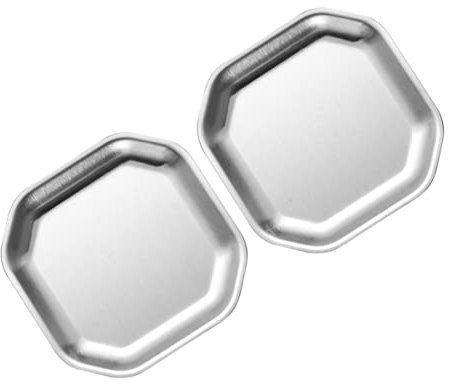 OUNONA 2 Piezas plato octogonal tazas de salsa plato de aperitivo Bandeja de comida mostrada placas de pepinillo placas de acero inoxidable familiar merienda tabla de cortar