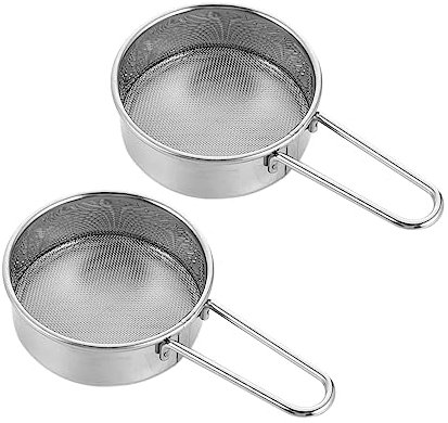 Cabilock 3 Set Di Setaccio Per Cottura in Acciaio Inossidabile Con Manico in Rete Per Farina Strumento Di Setacciatura Portatile Per Cucina 2 Pezzi * 3