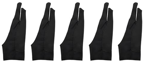 iFutniew 5 Pack Artist Gloves for Tablet Digital Drawing Glove Two Fingers Thicken Palm Rejection Glove for Graphics Pad (S)