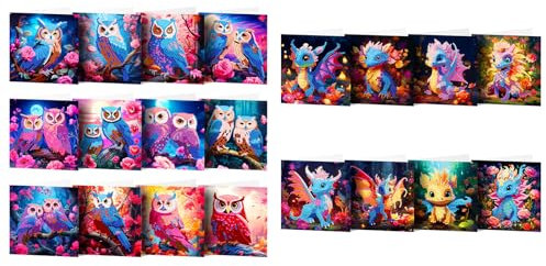 CXINLky 5D DIY Diamond Painting Karten, 2024 Neuheiten Diamond Painting Karten, 20 Stuck Diamond Painting Karten Geburtstag, Geschenkkarte Feiertags für Familie, Liebhaber,Freunde-2 Stuck-B