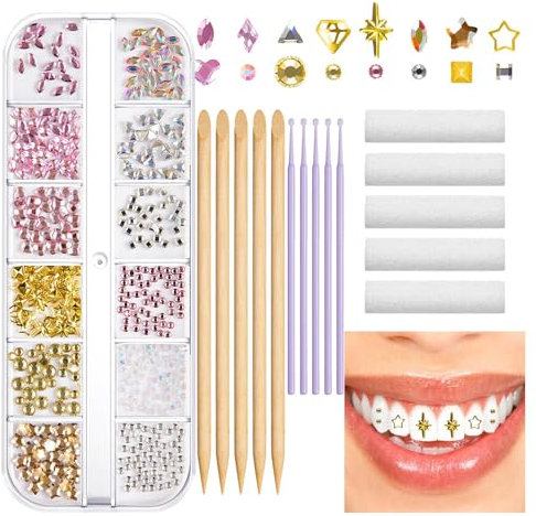 Zahnschmuck-Edelsteine – Edelsteinschmuck für Damen und Herren, Anfängerfreundliche Zahndekoration, reflektierend für schillerndes Lächeln für, Ausflug, Refer to description, Siehe