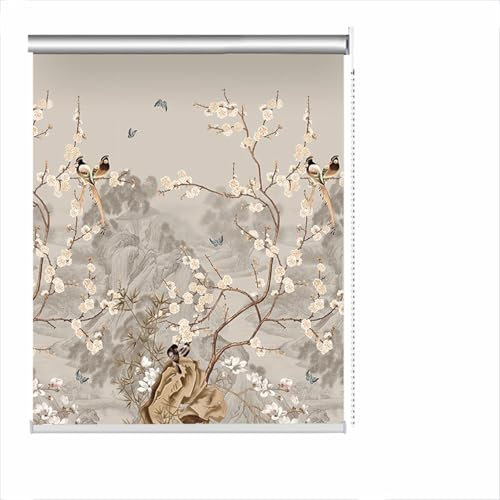 Home Office Roller Blind Thermal Blackout Window Curtains Roller Shade Patterned Shading Curtain Blackout Window Blind with Fittings (90x200cm,Style D)