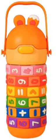 LerainShop Botella de agua niños 430ml sin BPA, Botella térmica, Cantimplora, Regalo de cumpleaños (NARANJA)