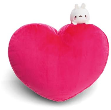 NICI NIC Kissen MOLANG herzförmig 42x27cm mit Kuscheltier MOLANG 10cm pink - Flauschiges Kuscheltierkissen für Kinder, Babys und Kuscheltierliebhaber, ideal für Zuhause, Kindergarten oder unterwegs