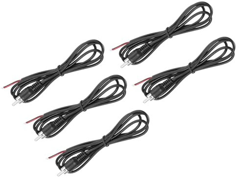 QUARKZMAN 5 Conectores RCA macho para Altavoz a Cable Desnudo, Extremo Abierto, Adaptador de Conector de Audio RCA para Amplificador, Receptor, Cable de Altavoces, 1 m