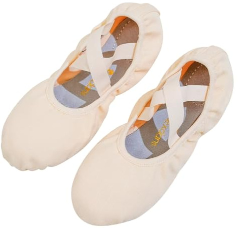 flexdans balettskor, mycket stretch kanvas balettskor dansskor baletttofflor ballerina platta yoga gymnastiksko för flickor kvinnor, Rosa, 35 EU