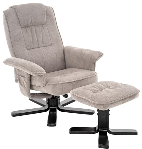 IDIMEX Relaxsessel Charly mit Hocker drehbar neigungsverstellbar beige [Max. Belastbarkeit 100 kg] für Wohnzimmer, TV-Sessel Fernsehsessel mit Liegefunktion Polstersessel und Hocker
