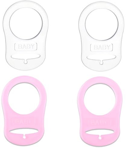 SGERUFZ 4 pièces Transparent tetine mam - silicone bouton anneau Bébé Mannequin Titulaire Clip Adaptateur de Sucette Tétine sucette silicone attaches-sucettes accroche tetine bebe
