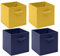 Homullel Foldable Storage Cube Boxes Set of 4, Storage Unit Box with Handle/Eyelet, Collapsible Storage Bins Organiser for Shelf Closet Organization (With Handle, Yellow+Dark Blue)