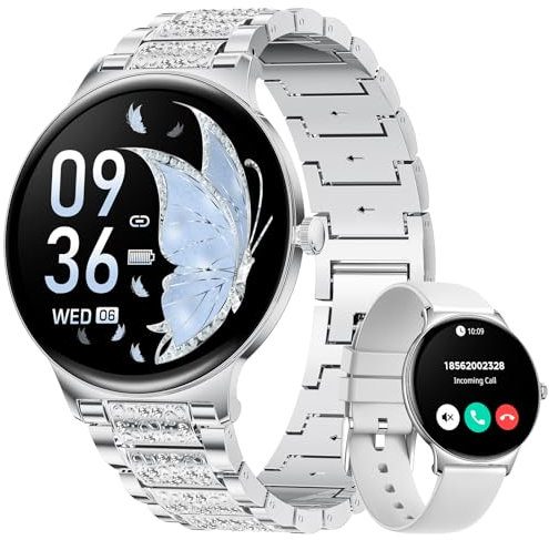 LIGE Smartwatch Damen mit Bluetooth-Anruf, 1,43 AMOLED HD-Touchscreen IP68 wasserdichte Uhr, 126+sportmodi Sportuhren Fitnessuhr Damen, Android IOS Smart Watch(2 Uhrenarmbänder)