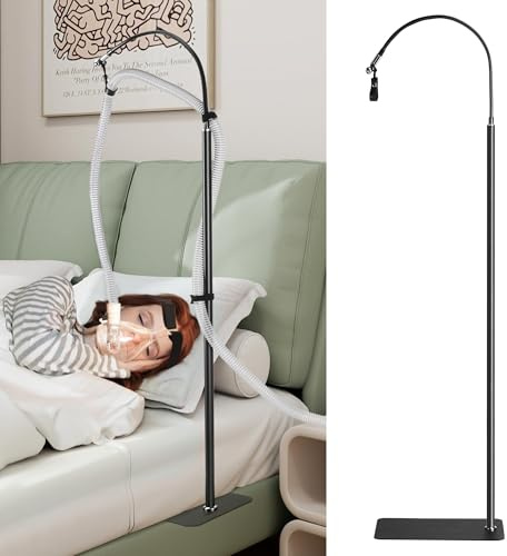 NIdreamCE CPAP Hose Holder Stand Bedside,CPAP Hose Hanger for Bed Adjustable Height and Angle, CPAP Tube Accessories Avoid Hose Tangle,Versatile Under Mattress or Floor Mount with Swivel Arm