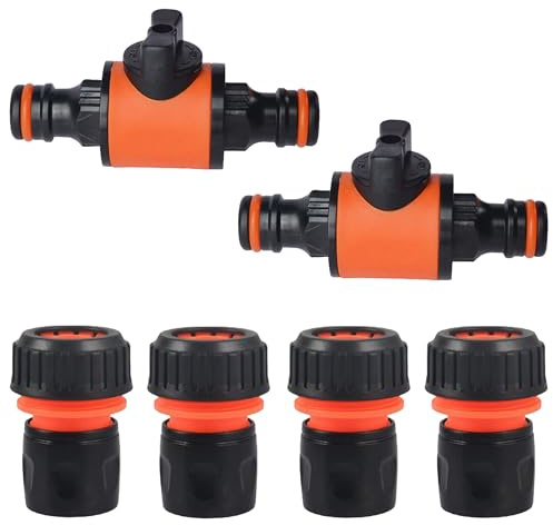 Ltsbaed 6 Pièces Connexion du Tuyau de Jardin, Connecteur de Tuyau avec Raccord, Valve de Contrôle du Débit, Connecteur Femelle Premium 1/2-3/4, pour Jardin et Maison