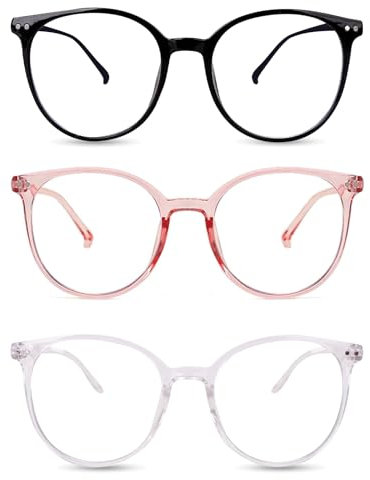 ZesNxj 3 Pack Blaulichtfilter Brille Damen, Fake Brille Ohne Stärke, Superleichte Anti-Müdigkeit Blaulicht Brille, für verschiedene Aktivitäten wie Computerarbeit, Gaming, Lesen und Fernsehen