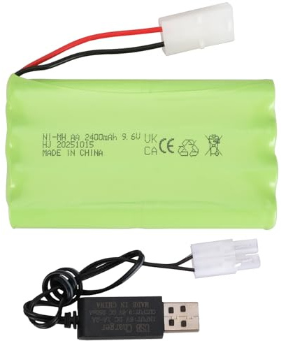 9,6V 2400mAh NI-MH Akku mit KET-2P Anschluss und USB-Ladekabel, AA NiMH Wiederaufladbarer Batteriepack für RC Fahrzeuge Autos Lastwagen Bagger Crawler Panzer Spielzeug