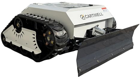 CARTIWELL Ferngesteuerter Akku Rasenmäher CW-500E Böschungsmäher vollelektrisch mit Schneepflug