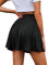 DRESSTELLS Rock Damen Basic Solide Vielseitige Dehnbar Informell Mini Glocken Rock Schwarz 2XL