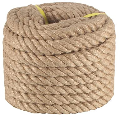 Gedrehtes Manila-Seil, 2.5 cmx15.2 m, Jute-Seil, dickes Hanfseil, Jute-Schnur für Geländer, Docks, Tauziehen, Klettern, Dekoration, Handwerk, nautische Landschaftsgestaltung, Schaukel, Hängematte