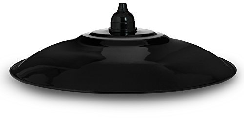 Vintage Lampenschirm aus emailliertem Stahlblech (35cm) SCHWARZ, Industrie-Lampe Fabriklampe Emaille mit Retro Lampenfassung Bakelit