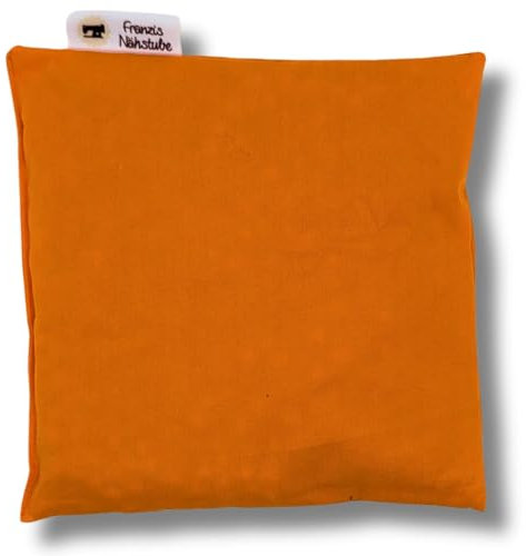 Franzis Nähstube 20x20cm Dinkelkissen Orange in 100% Baumwolle I Körnerkissen Dinkel 20x20 für Mikrowelle I Wärmekissen, Dinkelkernkissen, Nackenwärme