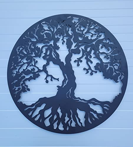 MetalArtWallDecor Arbre de Vie Décoration Murale en métal, 59,7 cm, Noir