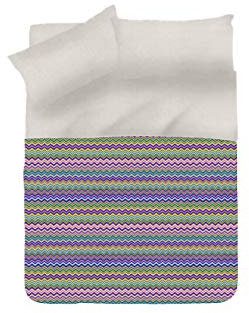 BIANCHERIAWEB Copriletto Tessuto Piquet Primavera Estate in 100% Cotone Disegno Baia 1 Piazza e Mezza Lilla