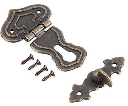 10 Stück Fallenschloss aus Bronze Schrankschloss 63 x 48 mm antiker Stil für kleine Schmuckkästchen, Koffer und Schränke
