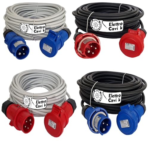 Elettrocavi K - FROR 5G2,5 mm² Prolunga Elettrica Industriale 5 Metri 16A Trifase CEE 380V 3P+N+T IP54 5 POLI 9 kW Flessibile Professionale Made in Italy