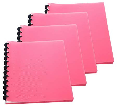 TUKA-i-AKUT 4pcs A4 Reliure Protège-Documents, pour 80 feuilles, 40 Pochettes Transparentes, PP Chemise Poche, Affichage Livre Présentation Reliure à Anneaux, Ensemble de 4, Rouge TKD8029 Red