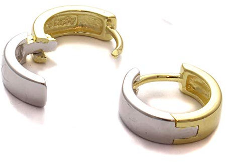 Loveyourdiamonds Zweifarbige Silber Creolen Echtgold vergoldet aus 925 Sterling Silber 13 mm