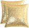 sourcing map Pailletten Kissenbezug 40x40cm Deko Kissenbezug 2er Set Dekorativ Kissenhülle Kissenbezüge für Dekokissen Zierkissen Couchkissen Gold