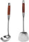 Coolty 2 Pieces Kitchen Utensil Set, 304 Stainless Steel Wok Spatula and Soup Ladle Set with Long Heat Resistant Wood Handle