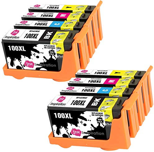 Ink Inspiration® Ersatz für Lexmark 100 100XL Druckerpatronen 8er-Pack, kompatibel mit Lexmark S305 S402 S405 S505 S602 S605 S815 S816 Pro 202 205 208 209 705 805 901 905, Schwarz/Cyan/Magenta/Gelb