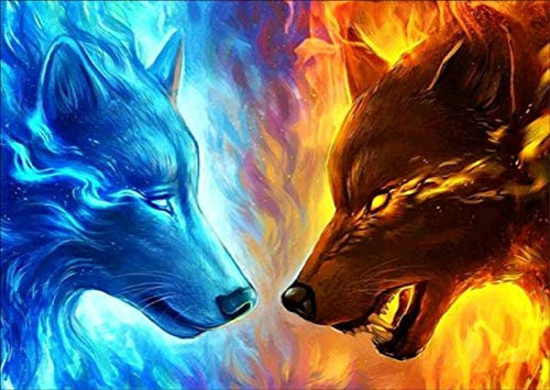 ParNarZar Diamond Painting Voll Set Wolfskrieg 35x45 cm DIY 5D Diamant Malerei Kinder Kreuzstich Vollbohr Kristall Kunst Malen nach Zahlen Diamant für Schlafzimmer