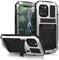 For iPhone 12 Case, Aluminum Metal Gorilla Glass Waterproof Shockproof Military Heavy Duty Sturdy Protector Cover Hard Case for iPhone 12 (Silver)