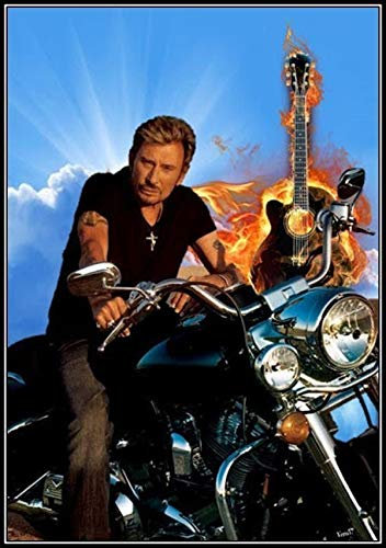 ANnjab 5d Johnny Hallyday Diamant Peinture Point de Croix Kit Plein carré Diamant incrusté Bricolage Diamant Broderie décoration de la Maison carré 40x60 cm