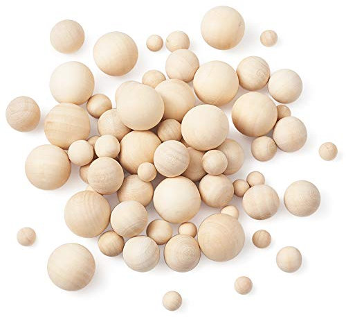 90 perles en bois naturel brut de 4 tailles sans trou pour le bricolage et l’artisanat