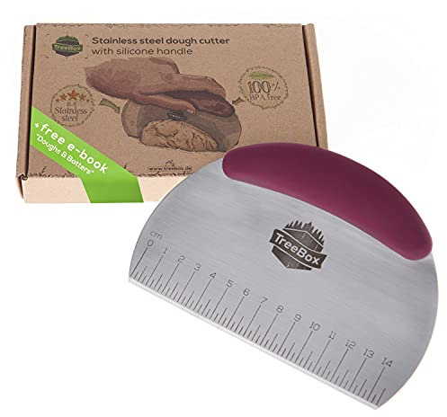 TreeBox Profi Teigschneider aus Edelstahl und Silikon – Der Moderne Teigschaber ohne Plastik – Stabil und Hitzebeständig - Perfekt für Kuchen, Torte und Plätzchen (Englischer Text)