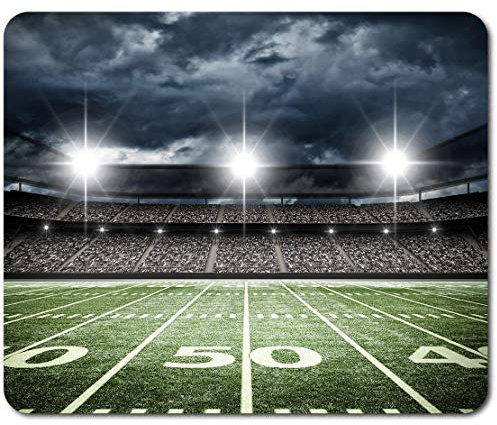 Mauspad, rechteckig, Motiv: American Football Pitch Sport, Herren, 23,5 x 19,6 cm (9,3 x 7,7 Zoll), für Computer & Laptop, Büro, rutschfeste Unterseite #44084