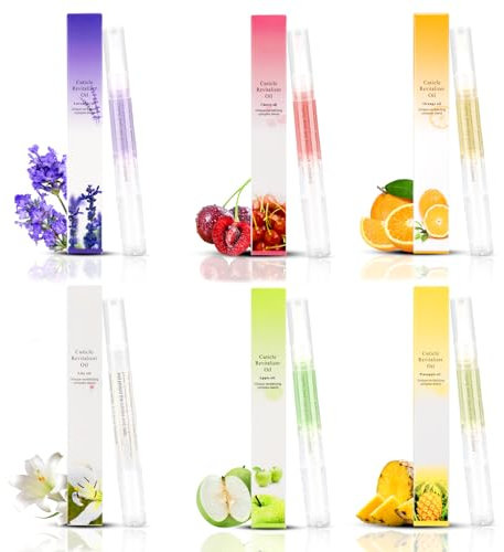Stylo de nutrition d'ongle,Ensemble de stylo à huile pour cuticules pour ongles 6PCS Nail Nutrition Oil Soin des ongles pour réparer les cuticules craquelées et sèches (mélange de saveurs)